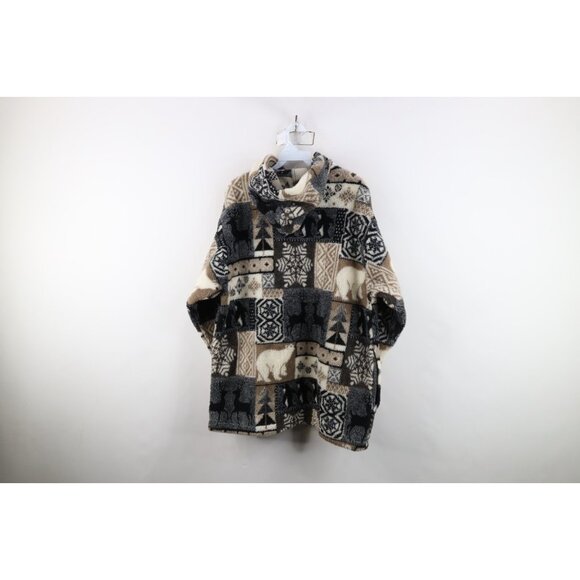 Vtg 90s Streetwear Womens Small Christmas Penguin Polar Bear Fleece Jacket USA - Picture 12 of 14